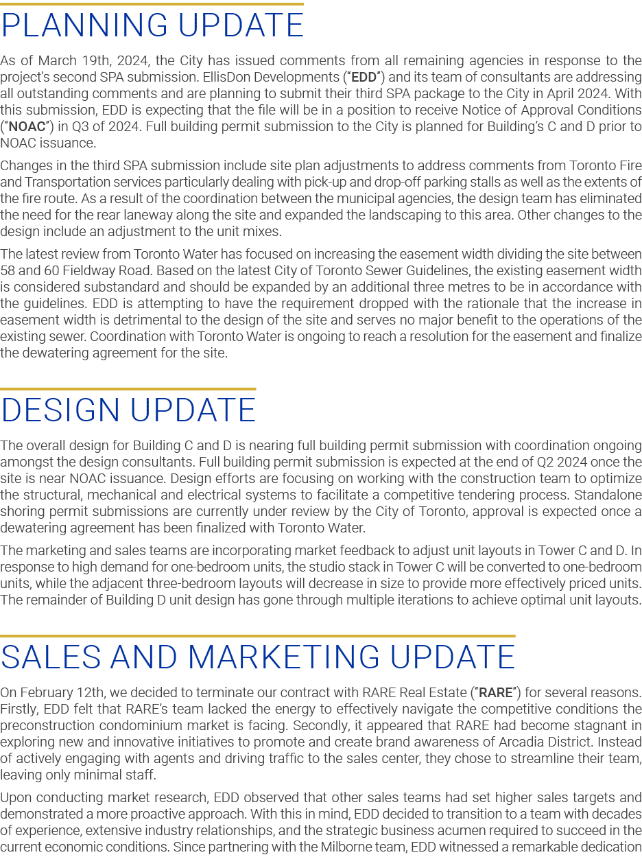 Planning Update As of March 19th, 2024, the City has issued comments from all remaining agencies in response to the p...
